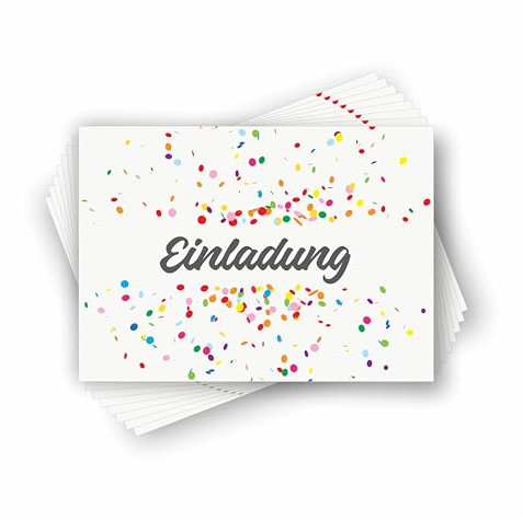 zartbesaitet.com Schöne Produkte aus Papier Einladungskarten - Konfetti I 10 Karten I Geburtstag Jugendweihe Jubiläum