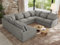 MKS MEBLE Sofa U-Form, Wohnlandschaft, Couch, Ecksofa, Couchgranitur, Polsterecke, Big Sofa XXL, Polstergarnitur - Verso U 8M - Hellgrau Struktur