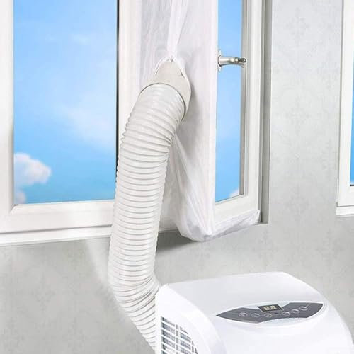Guarnizione per finestra scorrevole per condizionatore d'aria, barriera in tessuto Oxford resistente al calore, con nastro, per unità mobili AC 300-400 cm, guarnizione in tessuto Oxford bianco (300 cm