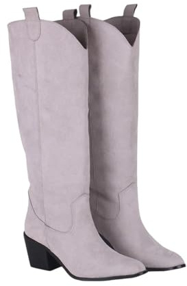 YXADGML Camperos Texani Donna Stivali con Tacco Basso e Spesso for Le Donne Stivali da Cowgirl Stivali da Donna con Punta Quadrata Stivali Alti Fino al Ginocchio(40)