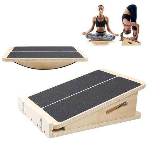 STEEIRO 2-in-1 Schrägbrett aus Holz für Wadendehnung und Gleichgewicht, Professionelles Balance-Board Verstellbares, Holz-Schrägbrett für Knie, Waden, Knöchel, Fersen