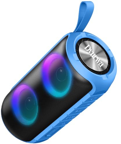Dyurwa Portable Bluetooth Speaker, 30H Playtime, IPX7 Waterproof, 30W Wireless Speaker with Loud Stereo Sound, Bluetooth 5.3 TWS Pairing, RGB Lights, Music Box for Outdoor, Travel, Party - Blue