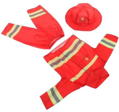 Hohopeti Puppenkleidung Feuerwehr Kostüm mit Helm und Zubehör Babypuppen Feuerwehr Outfit für Rollenspiele Kompatibel mit Mädchen Puppen für Verkleidung und Themenpartys