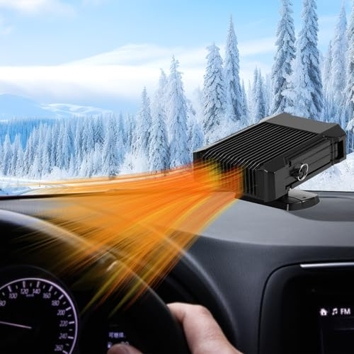 Auto Heizung 12V 150W, Tragbare Autoheizung Heizlüfter 2 in 1 Heizung & Ventilator, Windschutzscheibe Entfroster Demister, Zusatzheizung fürs Auto, 360° Drehbar, Stecker für Zigarettenanzünder