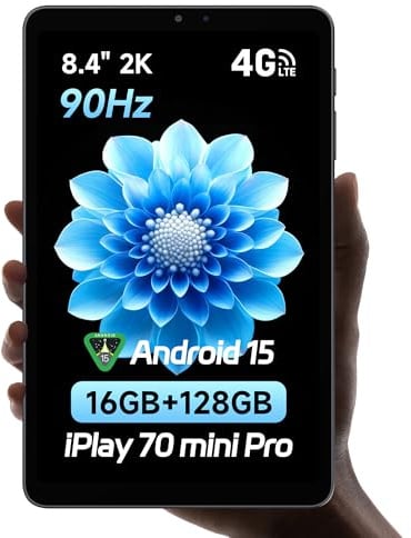 ALLDOCUBE iPlay 70 mini Pro Tablet Android 15 da 8,4 pollici, 16GB+128GB, 6050 mAh, Display 1920x1200 a 90 Hz, MediaTek MT8791, Mini Tablet con Doppio Altoparlante, OTG/WiFi 6/GPS/SIM/Face ID/4G LTE