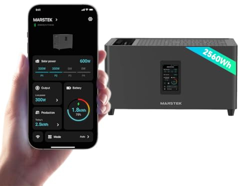 Marstek Jupiter C Plus Balkonkraftwerk mit Speicher & Wechselrichter, 0% MwSt, 2.56kWh LFP-Akku, App-Steuerung, 4 MPPT 2.4kW PV-Eingangsleistung/800W On-Grid-Ausgang, IP65, Plug&Play, 6000 Ladezyklen