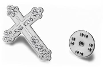 LIKGREAT Kristall Kreuz Brosche für Damen und Herren aus Edelstahl Christliche Kreuz Reversnadel mit Strass Religiöser Glaubensschmuck für Kirche Anzug und Schal