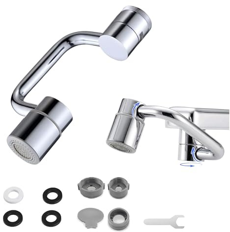 1080° Robinet à Rallonge Rotatif Multifonctionnel, Rallonge de Robinet avec Deux Modes de Pulvérisation, Robuste et Durable