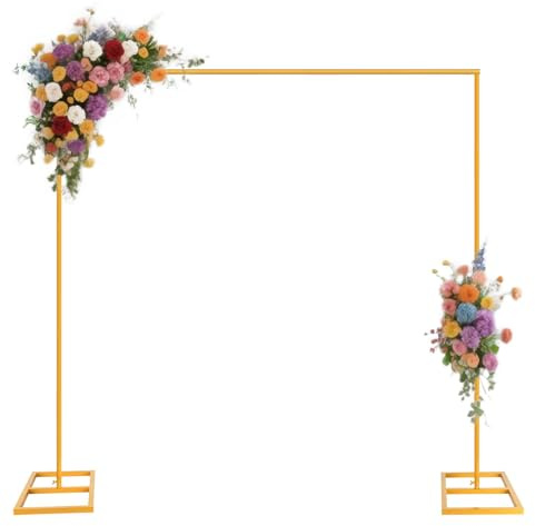 Hochzeitsbogen Gestell, Ballonbogen Gestell mit Fuß, Gold Metall Traubogen für Hochzeit, Party, Zeremonie, Kulissenständer Deko für Luftballons, Events & Hintergrund (2x2m)
