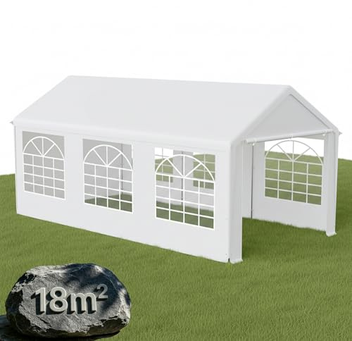 YARDIN Partyzelt 3x6 m in Weiß Gartenzelt wasserdicht Pavillon stabil mit Seitenwänden Festzelt UV Schutz Stahlrahmen für Garten Hochzeit Geburtstag Camping Outdoor Event Zelt