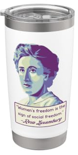 Rosa Luxemburg Portrait und Zitat Doppelwandiger Edelstahl-Thermobecher