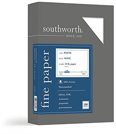 Southworth Business-Papier, 100% Baumwolle, 10,9 kg, Weiß, 500 Blatt (14C), weiß, Letter - 8-1/2 X 11