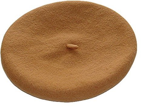 Bodhi2000 Baskenmütze für Damen und Mädchen, französischer Stil, Vintage, Wolle, warm, einfarbig, Beanie-Mütze Gr. Einheitsgröße, camel