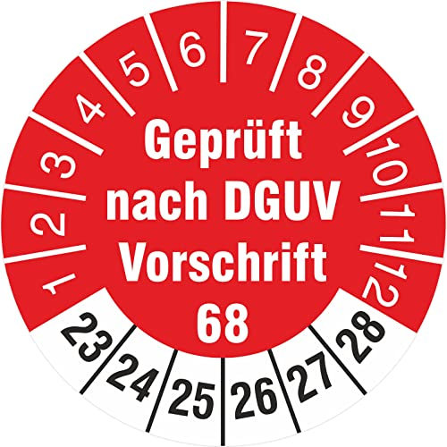 10 Stück Prüfplaketten 30mm geprüft nach DGUV Vorschrift 68 Prüfetiketten 2023-28