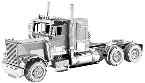 Metal Earth Fascinations Freightliner, lasergeschnittener 3D-Konstruktionsbausatz, ab 14 Jahren (FLC Long Nose Truck), SG_B076T42JP3_US, Silber