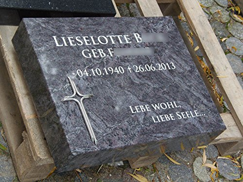 designgrab Grabplatte aus Granit Orion/Vizac Blue, inkl. Beschriftung von Vor- und Nachname sowie Geburts- und Sterbedatum