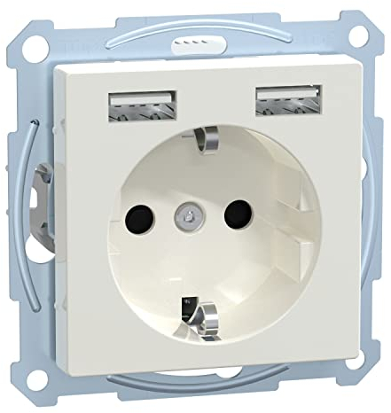 Schneider Electric Merten Schuko-USB-Steckdose, USB Typ 2.0+A, System M, Unterputz, polarweiss, Artikelnummer MEG2366-0319