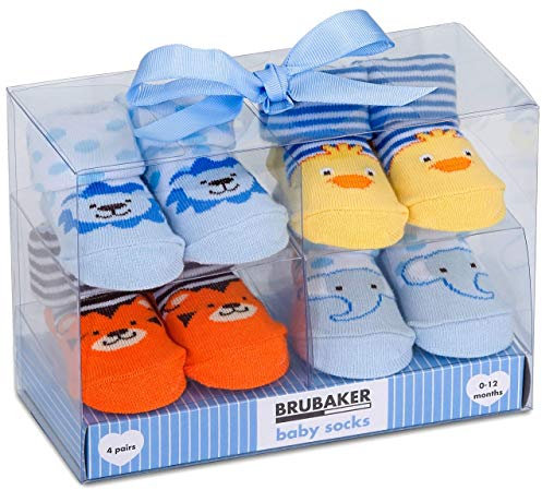 BRUBAKER 4 Paar Babysocken Jungen 0-12 Monate - Tiere