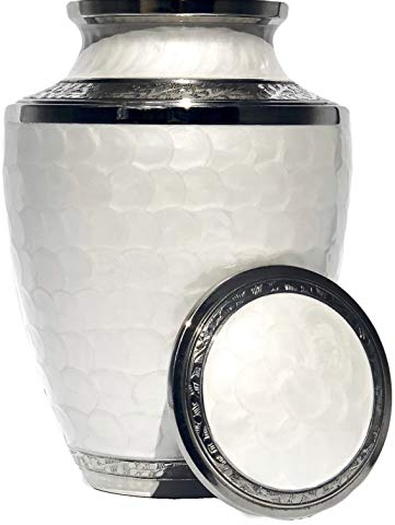Eternal Harmony Urne für die Bestattung der Asche des Menschen mit eleganten Oberflächen zur Erinnerung und Erinnerung an Ihren Angehörigen (sorgfältig von Hand gefertigt) Silver Pearl