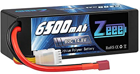 Zeee 4S Lipo Batterie 6500mAh 14,8V 80C 4S Coque Dure Batterie avec connecteur Deans T Fiche, pour RC Evader BX Auto Car Truck LKW Truggy RC Hobby