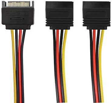 QiCheng&LYS SATA 15 Pines Macho a 2 x 15 Pines Hembra SATA 15 Pines 1 a 2 Puntas de extensión Y Adaptador de Cable Divisor -7 Pulgadas, (2 Paquetes)