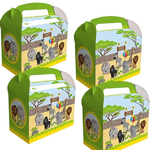DH-Konzept: 8 Geschenkboxen * Zoo & ZOOTIERE * für Mitgebsel zum Kindergeburtstag und Mottoparty | Kinder Partytüten Tüten Tiere Party Set