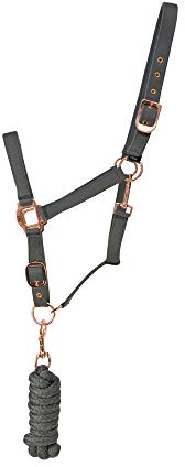 H&Y Hy Rose Gold Halfter und Führstrick (Cob) (Grau/Rose Gold)