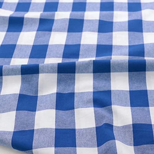 TOLKO 50cm Baumwollstoff Meterware kariert | Landhaus Karo Stoff als Kleiderstoff Dekostoff Vorhang Gardine Kissen Schürze Bezugsstoff 145cm breit Baumwoll-Stoffe zum Nähen (Blau)