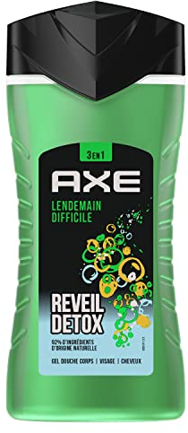 Axe Gel Douche Homme 3en1 Lendemain Difficile, Corps Visages et Cheveux,Parfums d'agrumes, Boost d'énergie, 250ml