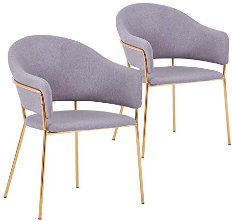 Menzzo Ulrick Set mit 2 Stühlen/Sesseln, Stoffbezug Grau