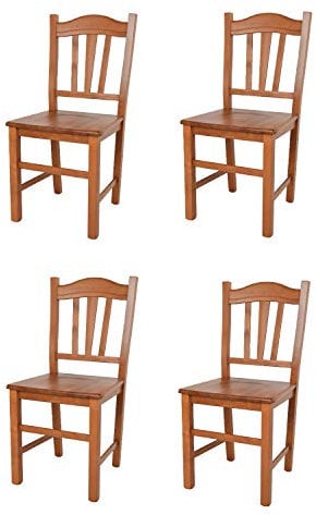 t m c s Tommychairs - 4er Set Stühle Silvana für Küche und Esszimmer, Robuste Struktur aus Buchenholz, in der Farbe Kirschholz lackiert und Sitzfläche aus Holz