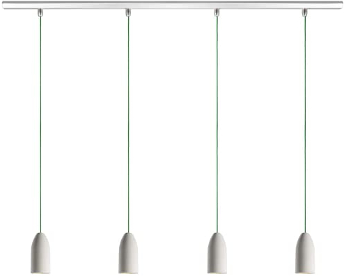 Buchenbusch urban design 4er Beton Pendelleuchte Küche light edition, Esszimmerlampe dimmbar mit Textilkabel Grün, Wohnzimmer Hängeleuchte