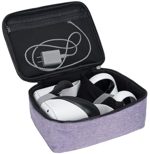 KISLANE Carrying Case Compatible with Oculus Quest 2 VR, All in One Carrying Case for Oculus Quest 2 Headset Fits for Travel, Home, Outdoor(Purple)