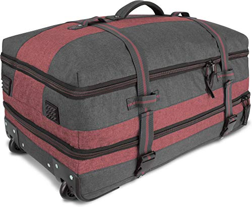 normani Reisetasche mit Rollen und großem Stauraum - mit Trolley-Funktion Farbe Dunkelgrau/Rot Größe 120 Liter
