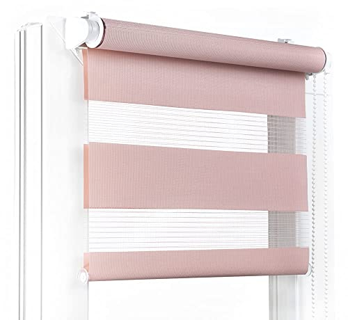 Fenster DEKOR - Rollos für Fenster Bleich-Rosa - Klemmfix Rollo ohne Bohren 150 x 115 cm - Doppelrollo mit einer breiten Auswahl an Größen und Farben - Blickdichte Rollos, einfach zu montieren