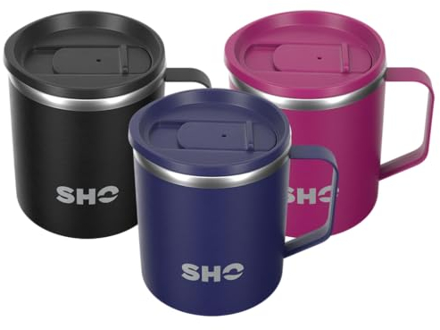 SHO Flexi - Ultimate Insulated Stainless Steel Reusable Coffee Mug - 4 Hours Hot, 8 Hours Cold - 370ml - BPA Free (370ml, Midnight Blue)