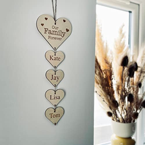 SOULSIS Notre Famille Décoration à Suspendre Gravée sur Mesure, Alternative à l'arbre Généalogique, Plaque De Rappel d'anniversaire De Famille Personnalisée, Signe De Décoration à Suspendre