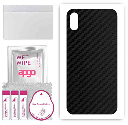 apgo Rückseite Schutzfolie, Skin, kompatibel mit Apple iPhone X, Hinten Displayschutzfolie aus Vinylfolie, Kratzfest, einfache Montage - Schwarzer Kohlenstoff