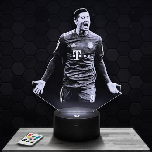 Nachttischlampe - Touch-Nachtlicht R. Lewandowski Fußballspieler 3D-LED-Lampe Illusion, Geschenkidee Weihnachten Geburtstag Junge und Mädchen Nachttischlampe Kinder- oder Erwachsenenzimmer TOP