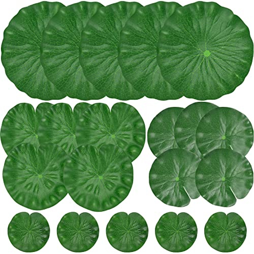 ZAUGONTW 20 Pcs Artificial Lily Pads for Ponds, Realistic Floating Lily Pads Leaves, Lotus Leaves Water Lilies Pad Artificial Foliage Pond Decor for Koi Fish Pool Patio Aquarium