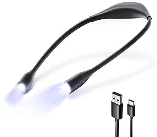 Fishtec - Lampe de Lecture de Cou Rechargeable USB-C - Éclairage 3 Couleurs & 3 Intensités - Bras Flexibles 90° - 4 LEDs Puissantes - Autonomie 20h - Silicone Souple Ultra Léger 100g