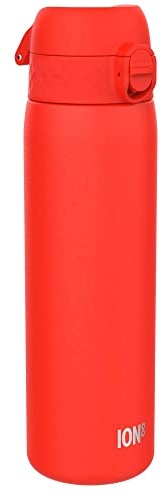 ION8 Gourde Isotherme Inox, 500ml, Anti-Fuite, Facile à Ouvrir, Verrouillage Sécurisé, Lavable au Lave-Vaisselle, Poignée de Transport, S'adapte aux Porte-gobelets, Acier Inoxydable, Rouge