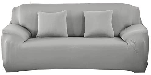 Surwin Sofabezug Sofa Überwürfe 1 2 3 4 Sitzer, Muster Elastische Universal Sofahusse Sofa Abdeckung Stretch Schonbezug Couchbezug für Armlehnen Sofa (2 Sitzer (145-185cm),Hellgrau)