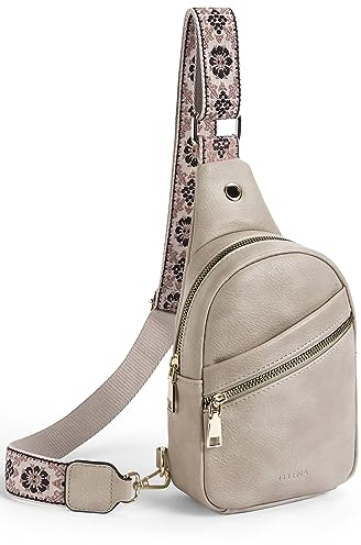 Telena Bauchtasche für Damen & Herren Brusttasche, Crossbody Bag Herren Umhängetasche Kunstleder Sling Bag Klein Schultertasche für Frauen,Grau