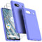 Oududianzi Coque pour Google Pixel 7a avec 2 protecteurs d'écran en Verre trempé, Housse de téléphone protectrice Slim en Silicone Liquide Antichoc pour Femmes/Hommes - Pourpre