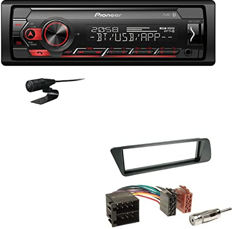 Pioneer MVH-S320BT 1-DIN Bluetooth Autoradio USB FLAC Spotify mit Einbauset passend für Peugeot 306 1993-2001 schwarz