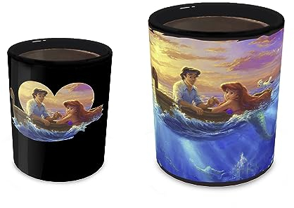 Morphing Mugs Disney – Die kleine Meerjungfrau – Verlieben – Eine hitzeempfindliche Tasse mit 473 ml Fassungsvermögen – vollständiges Bild wird enthüllt, wenn heiße Flüssigkeit hinzugefügt wird