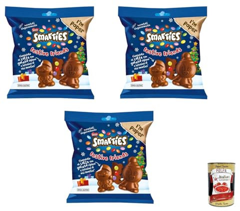 3x Smarties Festive Friends Festliche Freunde Milchschokoladenfiguren 147gr + Italian gourmet polpa 400g