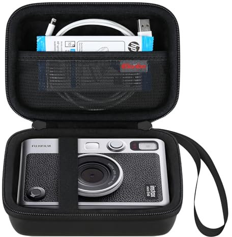 Camera Carrying Case Compatible with Fujifilm Instax Mini EVO Instant Camera, Camera Lens cover Photo Printer Travel Protective Storage Holder, Extra Mesh Pocket Fits Film Charger SD Card,Black