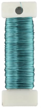HAHIYO 26Gauge Blue Metal Floral Wire - 1 Roll, 38 Yards (115 Feet) - Flexible Paddle Wire for Craft, Christmas Wreath, Flower Arrangement, Bouquet Wrapping, Wedding, DIY